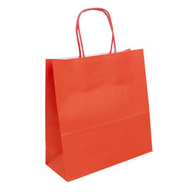 Sac en Papier Kraft Rouge avec Anses 100g/m² 22+9x23cm (25 Utés)