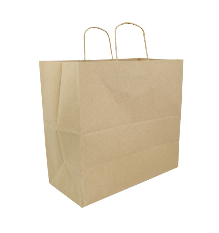 Sac en papier Kraft Marron avec Anses 100g/m² 35+18x34cm (250 Utés) Sac en papier Kraft Marron avec Anses 100g/m² 35+18x34cm (250 Utés)