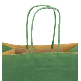 Sac en Papier Kraft Vert avec Anses 80g/m² 20+10x29cm (50 Utés)