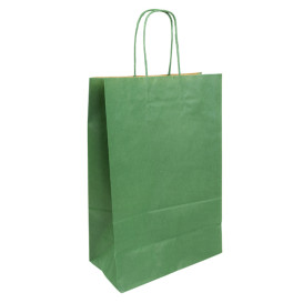 Sac en Papier Kraft Vert avec Anses 80g/m² 20+10x29cm (50 Utés)