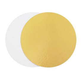 Papieren Cake cirkel goud en wit 18cm (600 stuks)