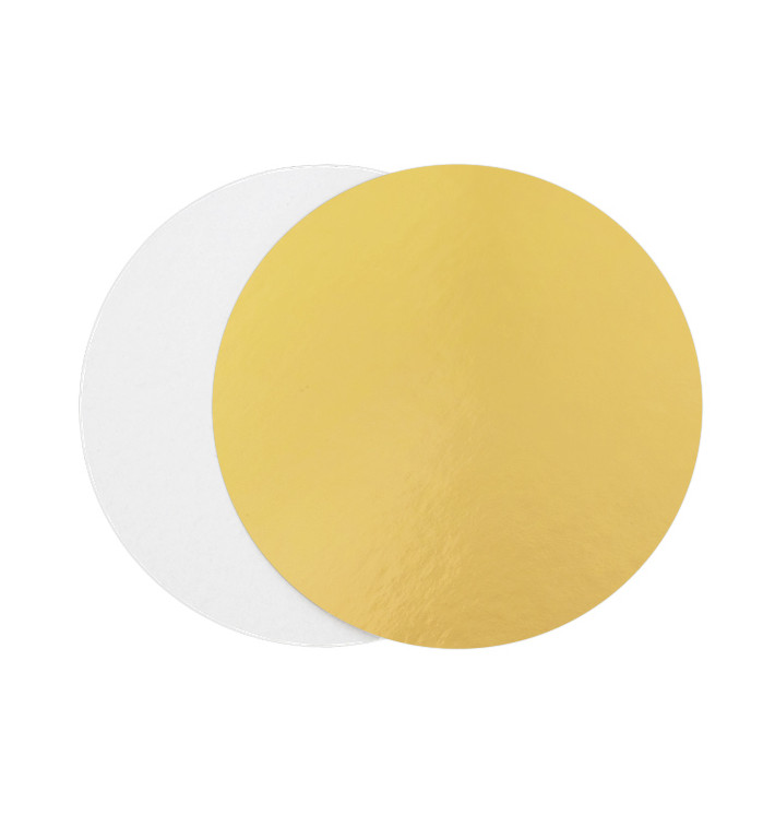 Papieren Cake cirkel goud en wit 22cm (800 stuks) Papieren Cake cirkel goud en wit 22cm (800 stuks)