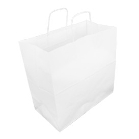 Sac en papier Kraft Blanc avec Anses 100g/m² 35+18x34cm (250 Utés)