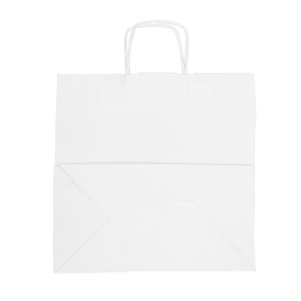 Papieren zak met handgrepen kraft wit 100g/m² 35+18x34cm (250 stuks)