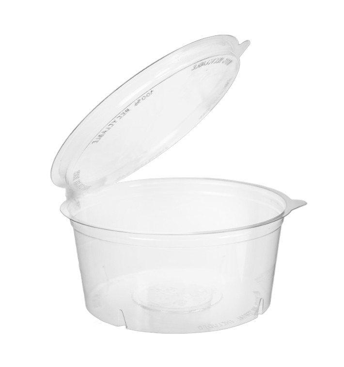 Pot Rond avec charnière APET Transparent 750ml Ø150mm (20 Utés) Pot Rond avec charnière APET Transparent 750ml Ø150mm (20 Utés)