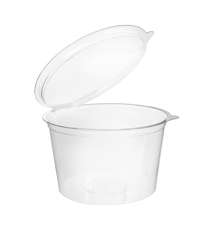Pot Rond avec charnière APET Transparent 1000ml Ø150mm (200 Utés) Pot Rond avec charnière APET Transparent 1000ml Ø150mm (200 Utés)