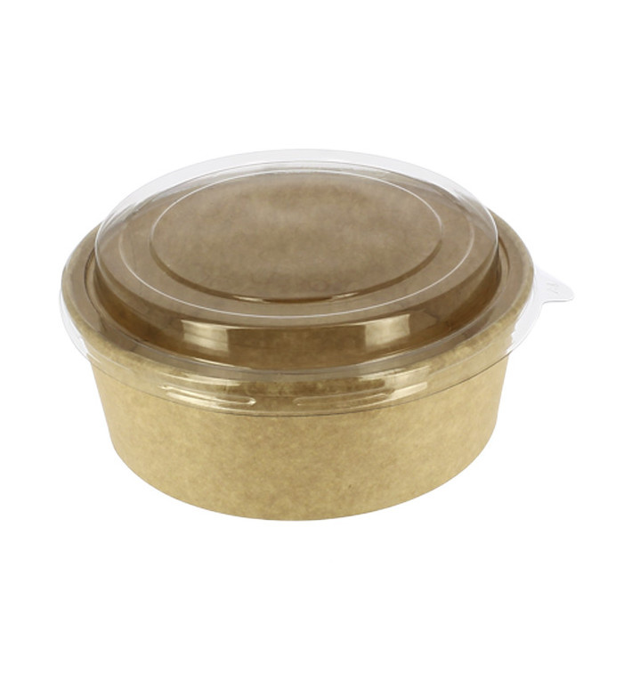 Pot en Carton Kraft-Kraft avec couvercle RPET 38 Oz/1140ml (25 Utés) Pot en Carton Kraft-Kraft avec couvercle RPET 38 Oz/1140ml (25 Utés)