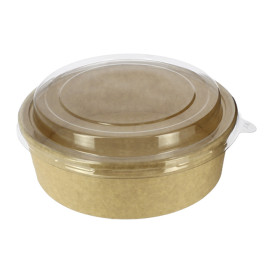 Papieren Container Kraft + RPET Deksel 33Oz/1000ml (100 stuks)