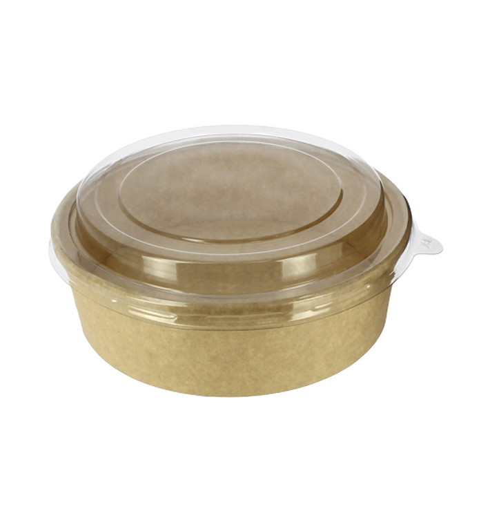 Pot en Carton Kraft-Kraft avec couvercle RPET 33Oz/1000 ml (100 Utés) Pot en Carton Kraft-Kraft avec couvercle RPET 33Oz/1000 ml (100 Utés)