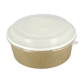 Pot en Carton Kraft avec couvercle PP 38 Oz/1140ml (100 Utés)