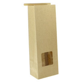 Papieren zak zonder handvat kraft met venster 9+6x26cm (50 stuks)