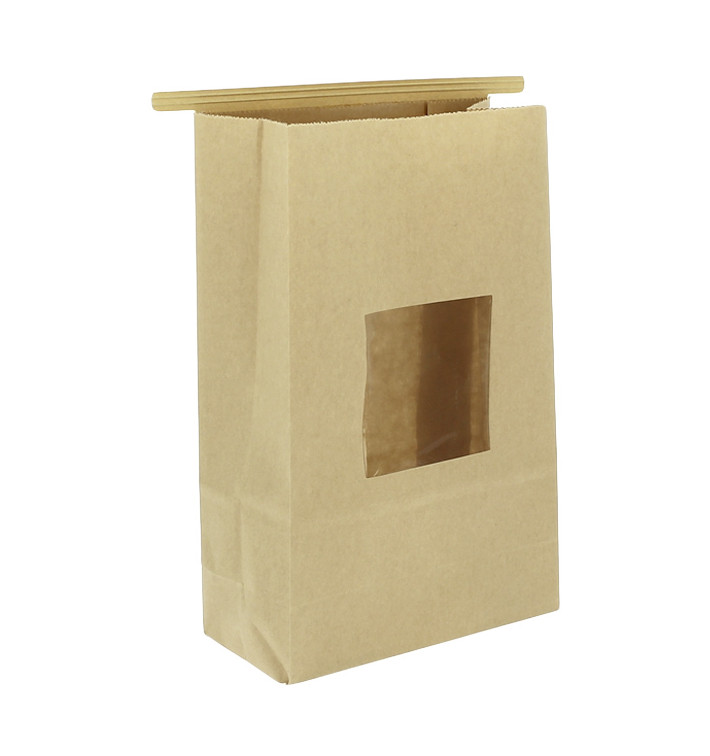 Papieren zak zonder handvat kraft met venster 15+7x23cm (50 stuks) Papieren zak zonder handvat kraft met venster 15+7x23cm (50 stuks)