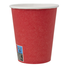 Plastic-Vrije Papieren Beker 9 Oz/250ml "Colors" Rood Ø8,0cm (20 stuks)