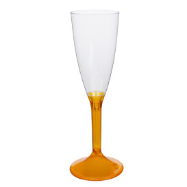 Plastic stam fluitglas Mousserende Wijn oranje transparant 120ml 2P (20 stuks)