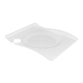 Plastic bord met glas houder PS "voorma" transparant 22x18 cm (180 stuks)