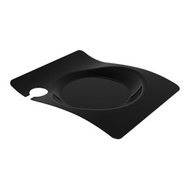 Assiette Plastique "Forma" Avec Support Noir 22x18 cm (12 Utés)