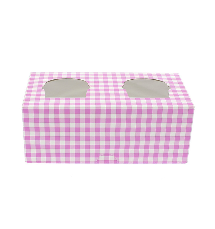 Boîte pour 2 Cupcakes Rose avec insert (20 Unités) Boîte pour 2 Cupcakes Rose avec insert (20 Unités)