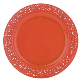 Assiette Plastique Ronde "Lace" Orange Ø23cm (4 Utés)