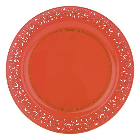 Herbruikbare harde bord "Rond" vormig "Lace" oranje 23cm (4 stuks) 