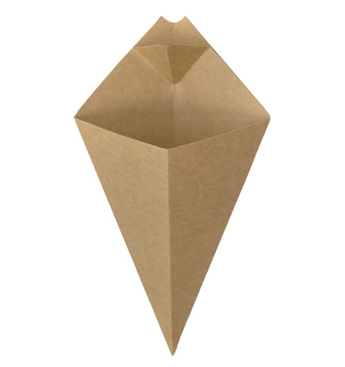 Cornet Carton Kraft avec Compartiment Sauce 270mm 250g (200 Utés) Cornet Carton Kraft avec Compartiment Sauce 270mm 250g (200 Utés)