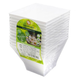 Proeving plastic kom PS "Pagoda" medium maat wit 200 ml (12 stuks) 
