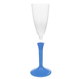 Plastic stam fluitglas Mousserende Wijn blauw transparant 120ml 2P (20 stuks)