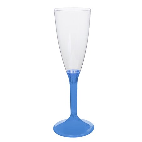 Herbruikbaar Durable Champagneglazen/flutes 120ml PS blauwe transparant voet (20 stuks)