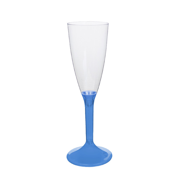 Plastic stam fluitglas Mousserende Wijn blauw transparant 120ml 2P (200 stuks) Plastic stam fluitglas Mousserende Wijn blauw transparant 120ml 2P (200 stuks)