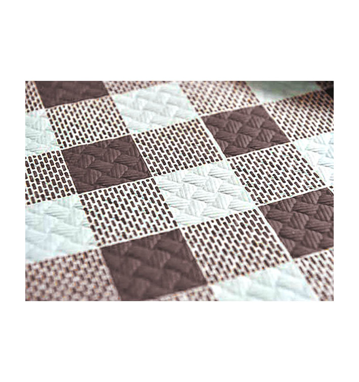 Voorgesneden papieren tafelkleed bruin Checkers 40g 1,2x1,2m (400 stuks) Voorgesneden papieren tafelkleed bruin Checkers 40g 1,2x1,2m (400 stuks)