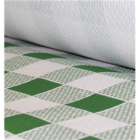 Papieren tafelkleed rol groen Checkers 1x100m. 40g (1 stuk) 