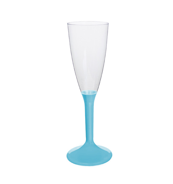 Plastic stam fluitglas Mousserende Wijn turkoois 120ml 2P (200 stuks) Plastic stam fluitglas Mousserende Wijn turkoois 120ml 2P (200 stuks)