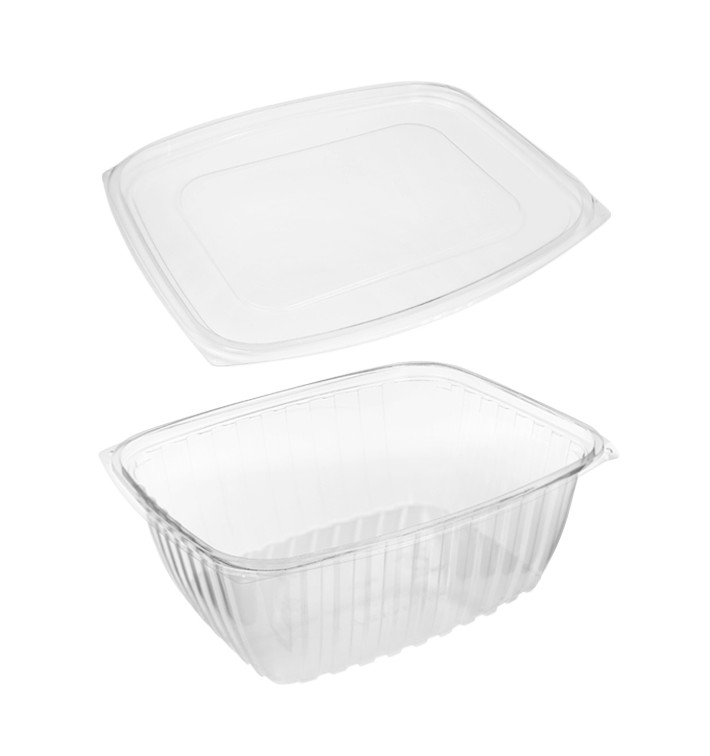 Stof gebaseerd op Maizena PLA Composteerbaar Container met Deksel 1890ml (50 stuks) Stof gebaseerd op Maizena PLA Composteerbaar Container met Deksel 1890ml (50 stuks)