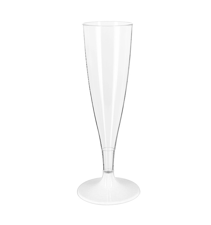 Flûte Champagne Plastique PS Réutilisable Pied Blanc 140ml 2P (6 Utés) Flûte Champagne Plastique PS Réutilisable Pied Blanc 140ml 2P (6 Utés)