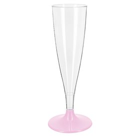 Flûte Champagne Plastique PS Réutilisable Pied Rose 140ml 2P (48 Utés)