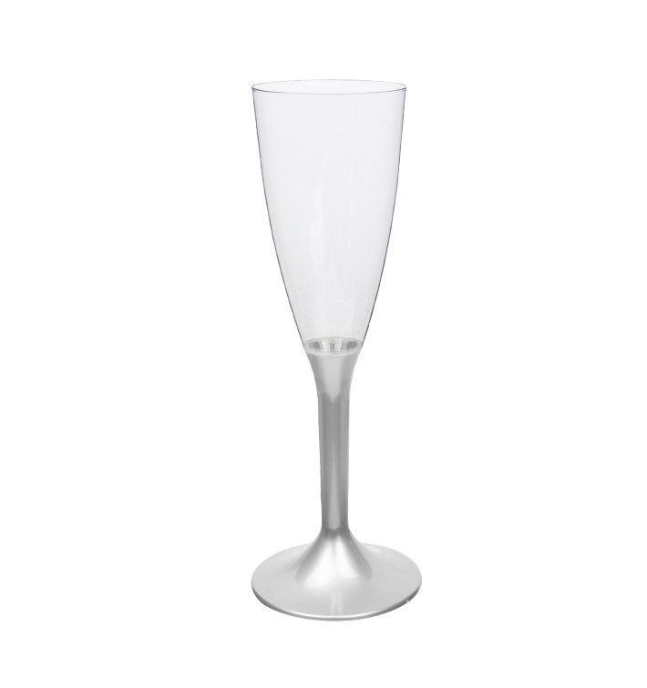 Flûte Champagne Plastique Pied Gris 120ml 2P (20 Utés) Flûte Champagne Plastique Pied Gris 120ml 2P (20 Utés)