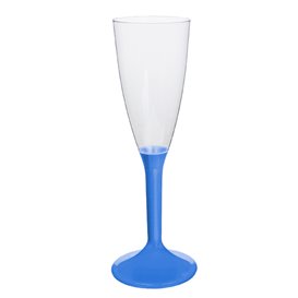 Flûte Champagne Plastique Pied Bleu Mediterrannée 120ml 2P (20 Utés)