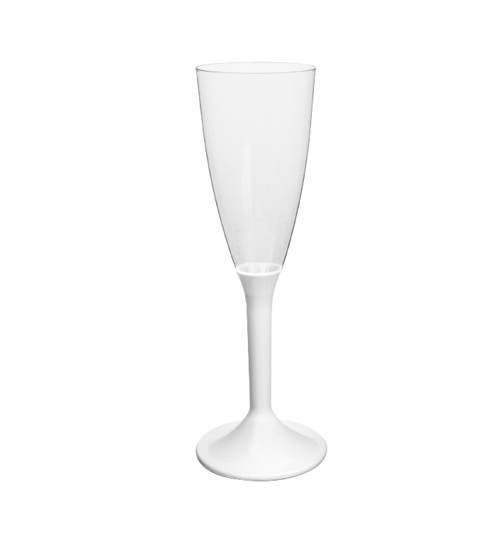 Flûte Champagne Plastique Pied Blanc 120ml 2P (200 Utés) Flûte Champagne Plastique Pied Blanc 120ml 2P (200 Utés)