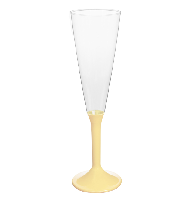 Flûte Champagne Plastique Pied Crème 160ml 2P (20 Utés)