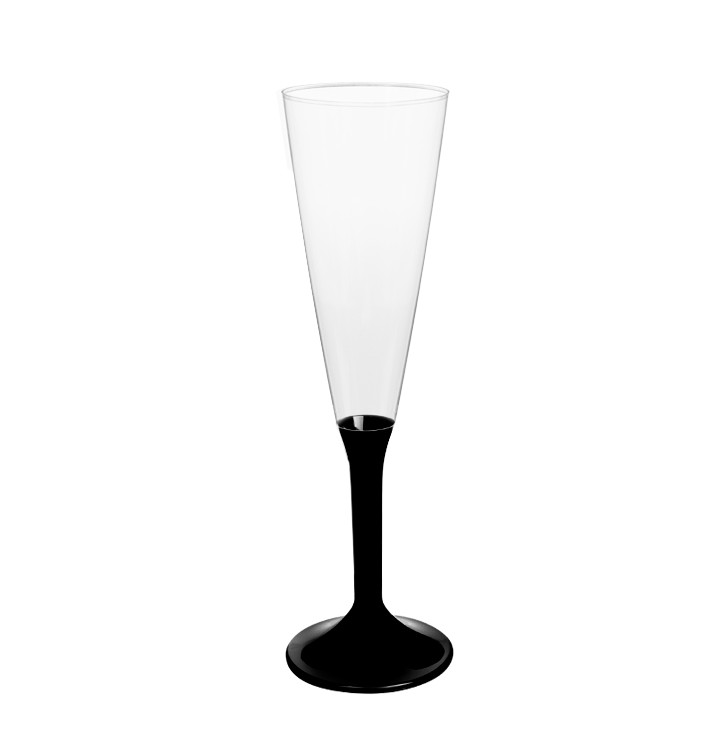 Flûte Champagne Plastique Pied Noir 160ml 2P (20 Utés) Flûte Champagne Plastique Pied Noir 160ml 2P (20 Utés)