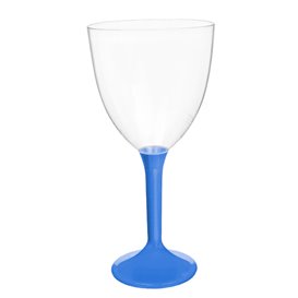 Plastic stamglas wijn blauw mediterranean verwijderbare stam 300ml (20 stuks)