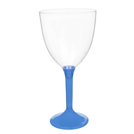 Verre en Plastique Vin Pied Bleu Transp. 300ml 2P (200 Utés)