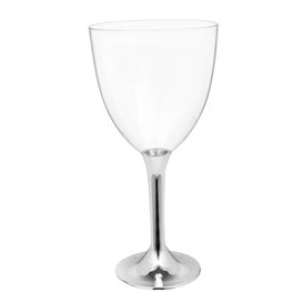 Plastic stamglas wijn zilver chroom verwijderbare stam 300ml (200 stuks)