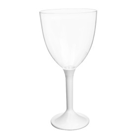 Verre en Plastique Vin Pied Blanc 300ml 2P (20 Utés)