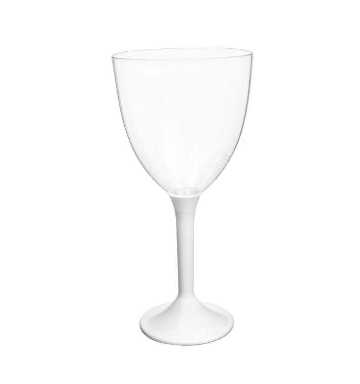 Verre en Plastique Vin Pied Blanc 300ml 2P (20 Utés)