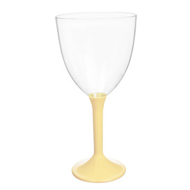 Verre en Plastique Vin Pied Creme 300ml 2P (20 Utés)