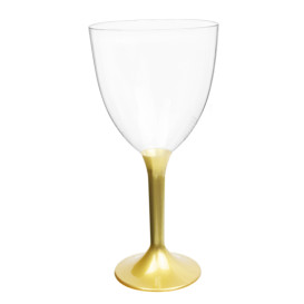 Verre en Plastique Vin pied Or 300ml 2P (200 Utés)