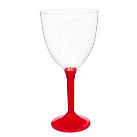 Verre en Plastique Vin Pied Rouge Transp. 300ml 2P (20 Utés)