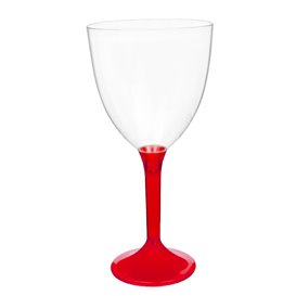 Plastic stamglas wijn rood transparant verwijderbare stam 300ml (20 stuks)