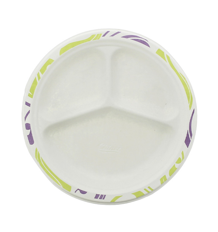 Assiette Chinet 3 Compartiments 260mm Flavour (135 Unités) Assiette Chinet 3 Compartiments 260mm Flavour (135 Unités)
