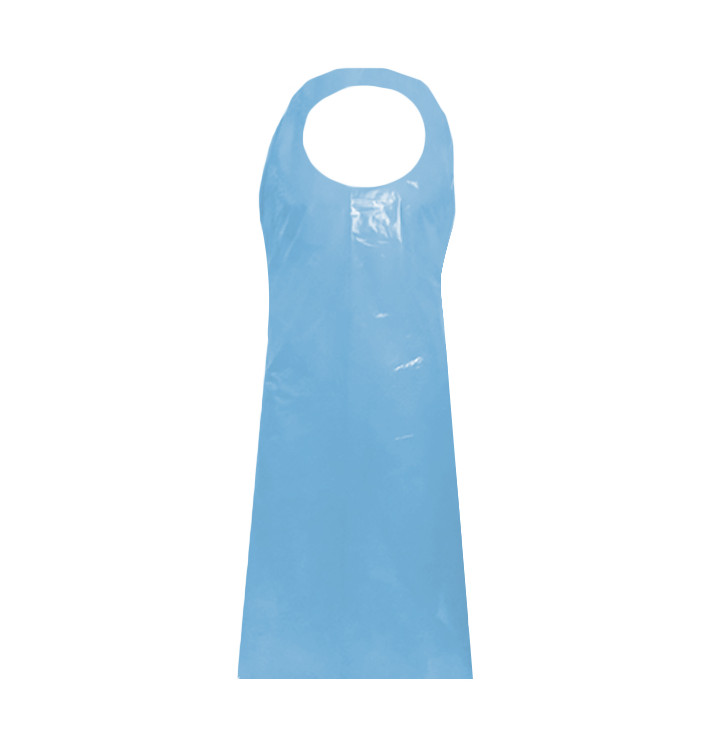 Wegwerp plastic PE schort Block G160 blauw 76x120cm (500 stuks) Wegwerp plastic PE schort Block G160 blauw 76x120cm (500 stuks)